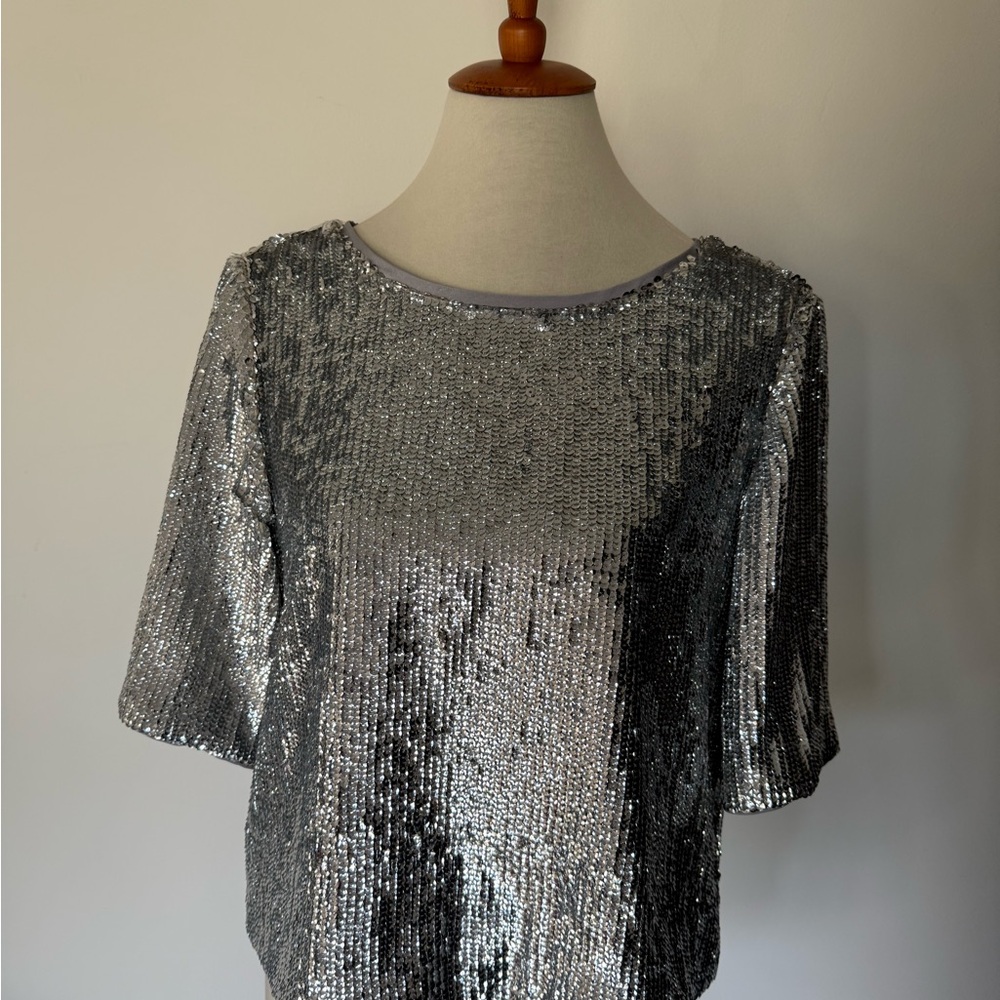 NWT J. Crew Silver Sequin Blouse